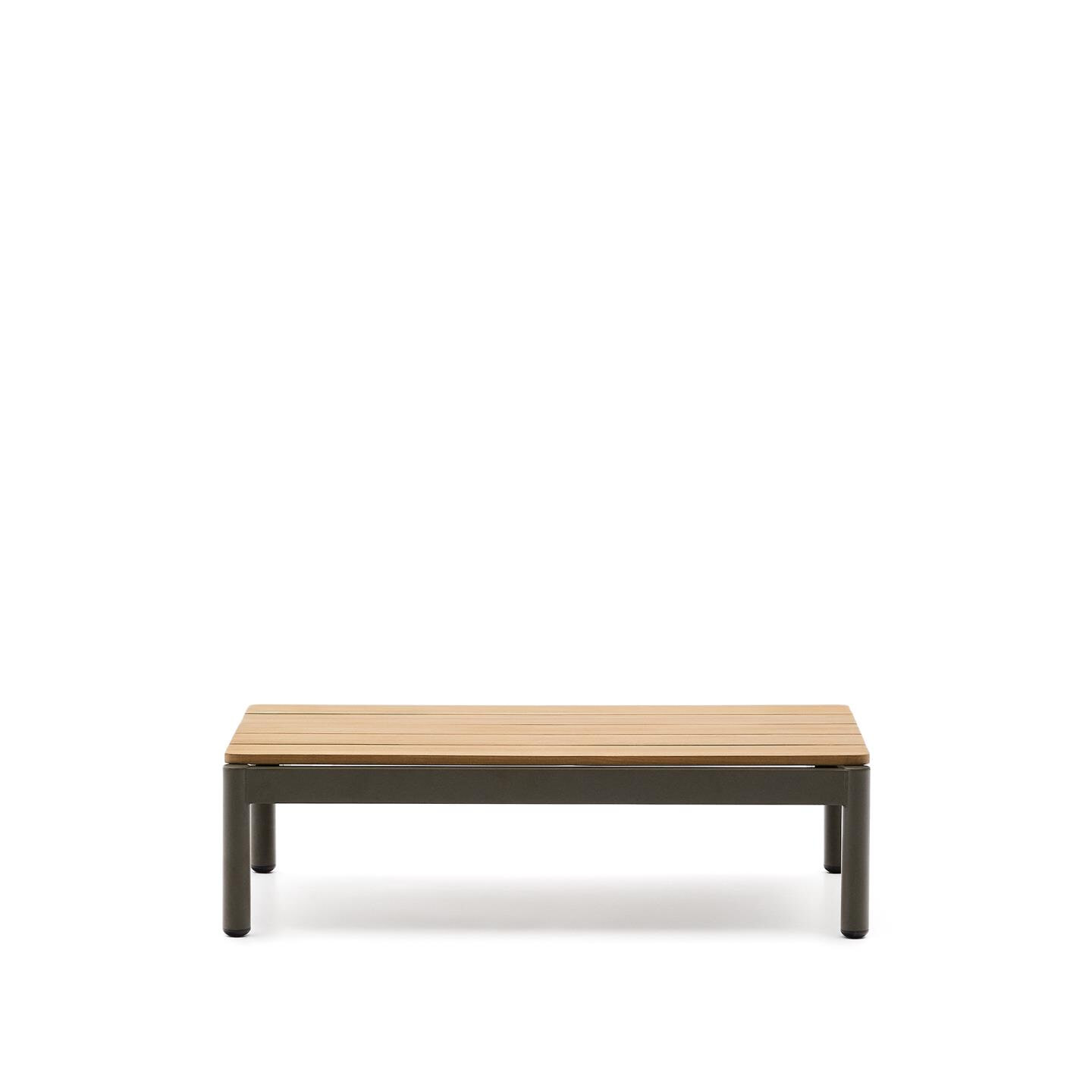 Kave Home Outdoor Salontafel 'Sorells' Teakhout en groen aluminium, 91 x 57cm