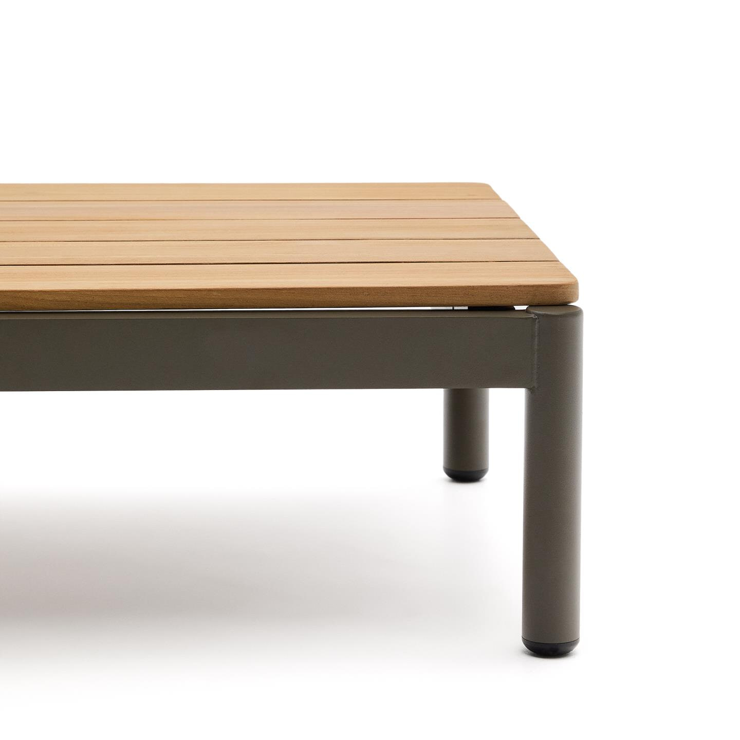 Kave Home Outdoor Salontafel 'Sorells' Teakhout en groen aluminium, 91 x 57cm