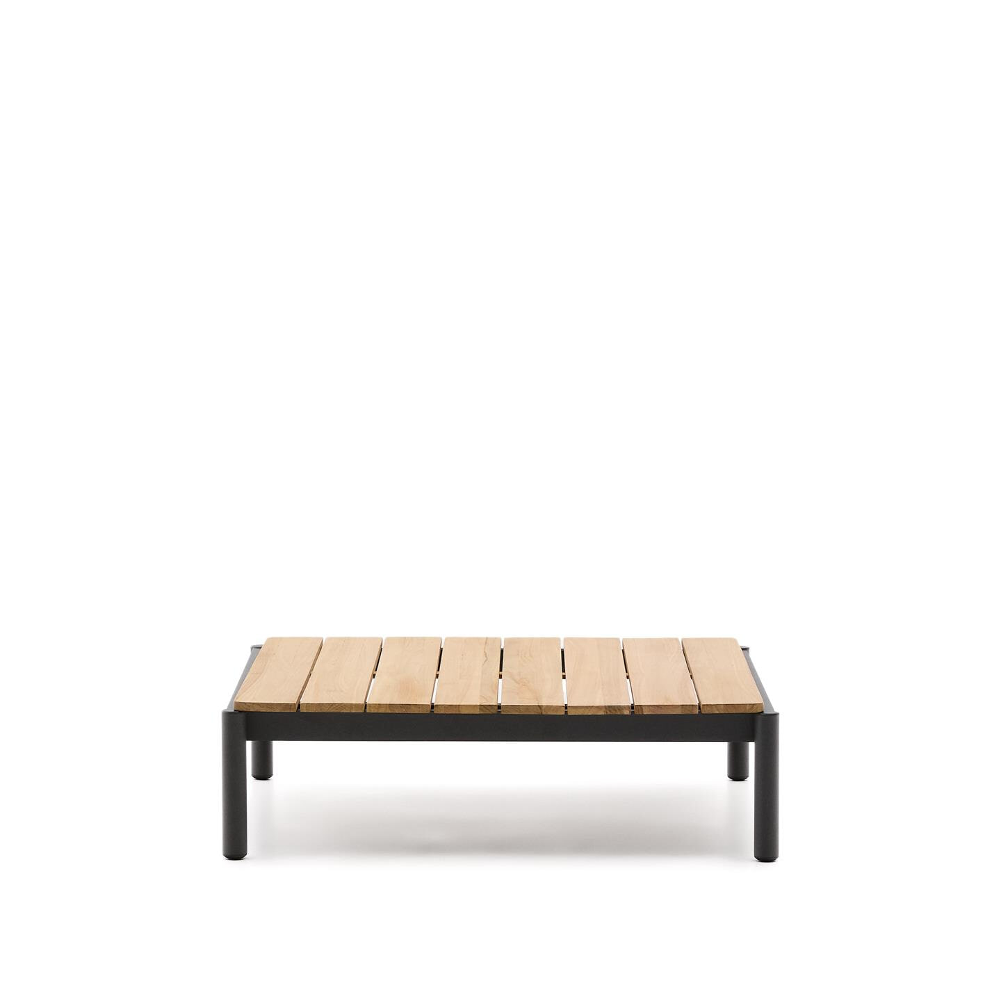 Kave Home Outdoor Salontafel Sorells Teakhout en grijs aluminium, 89 x 91cm