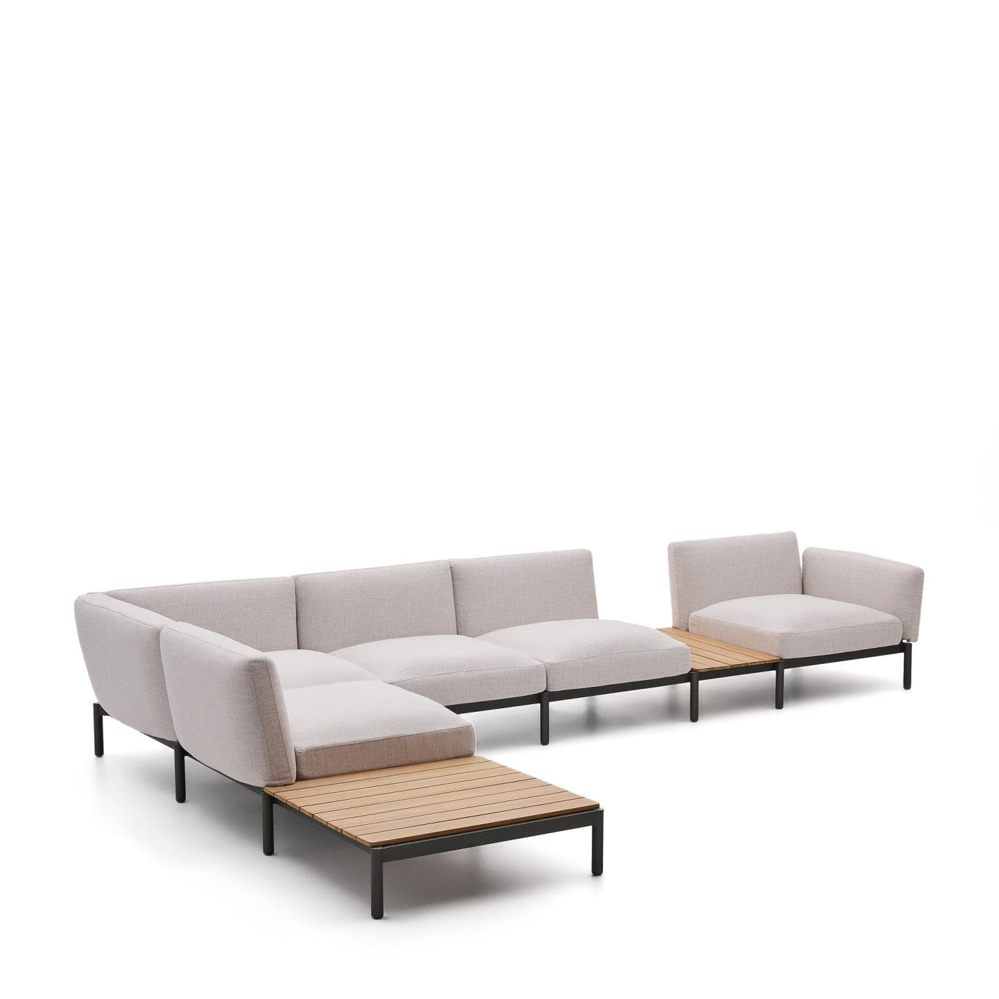 Kave Home Loungeset 'Sorells' Met 5-zits hoekbank en tafels, kleur Beige