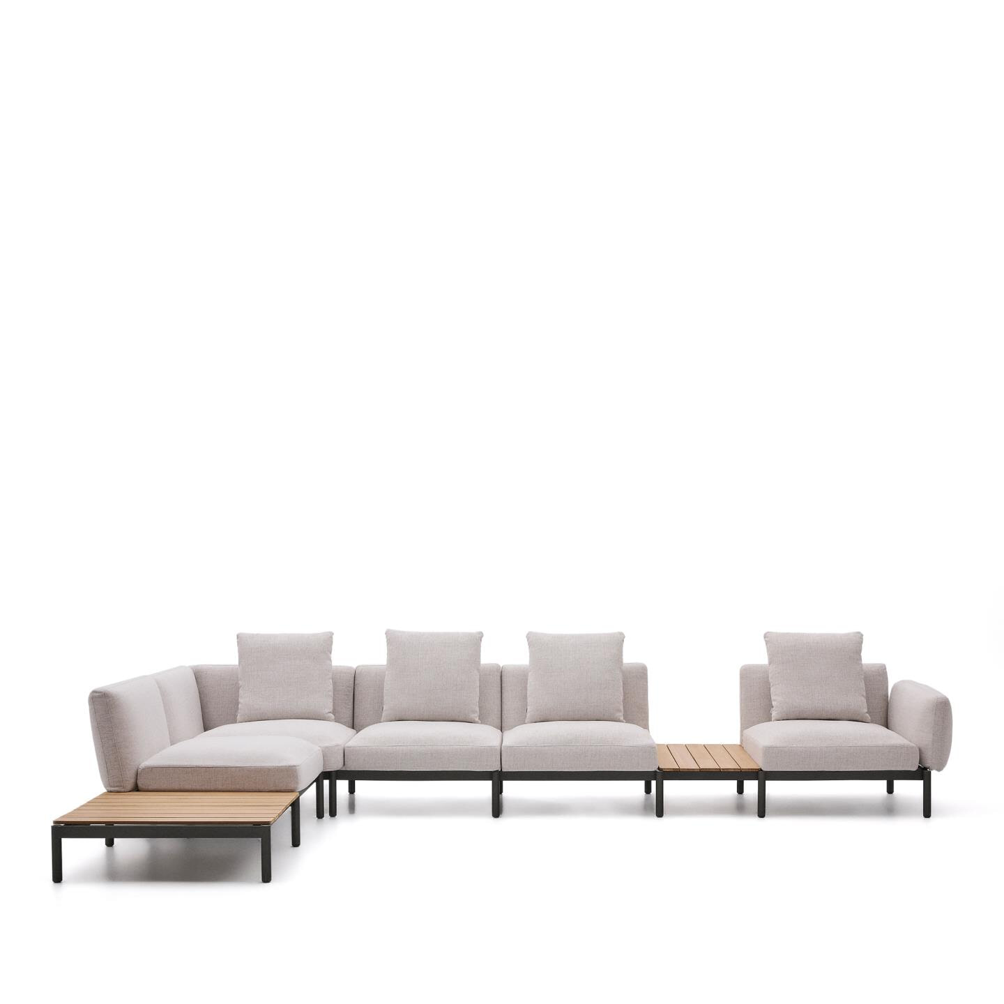 Kave Home Loungeset 'Sorells' Met 5-zits hoekbank en tafels, kleur Beige