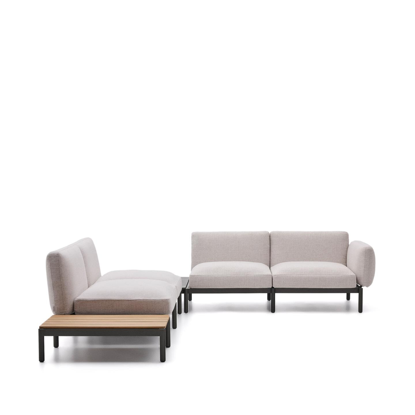 Kave Home Loungeset Sorells Met 4-zits hoekbank en tafels - Beige