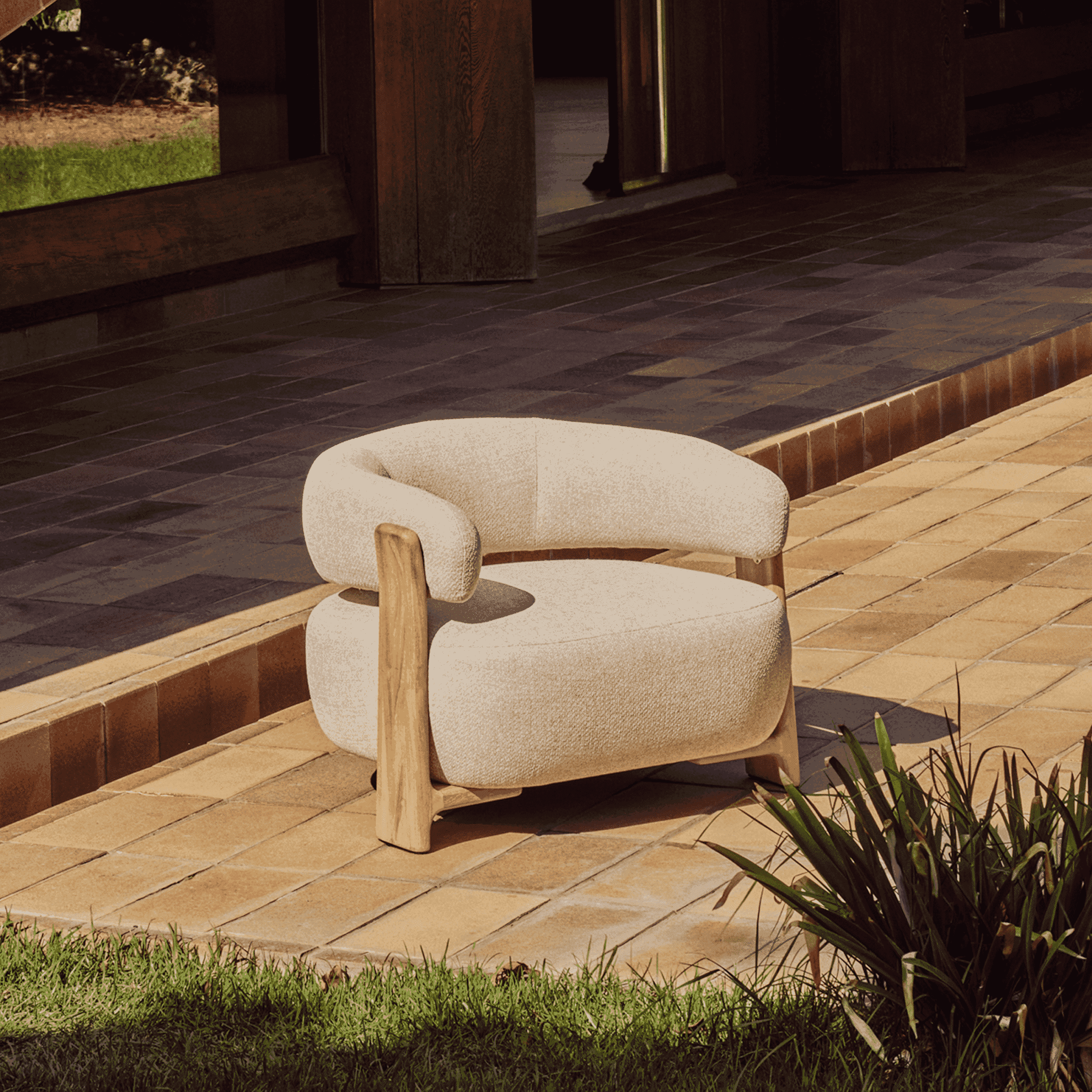Kave Home Outdoor Fauteuil Granite Chenille en teakhout - Beige