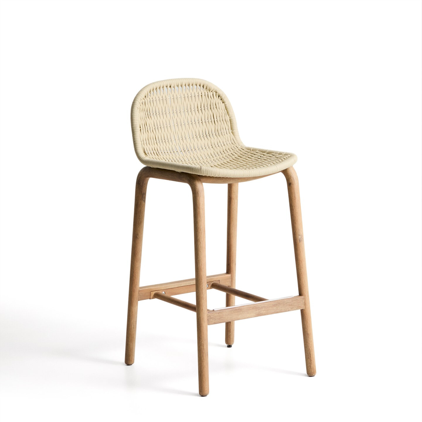 Kave Home Outdoor Barkruk 'Alipa' Acaciahout en touw (zithoogte 75cm)