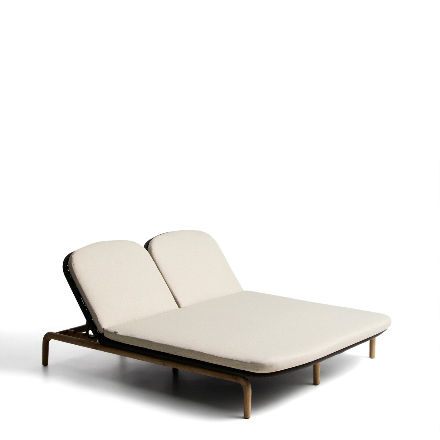 Kave Home 2-persoons Ligbed 'Alipa' Acaciahout en touw, kleur Beige/Donkergrijs