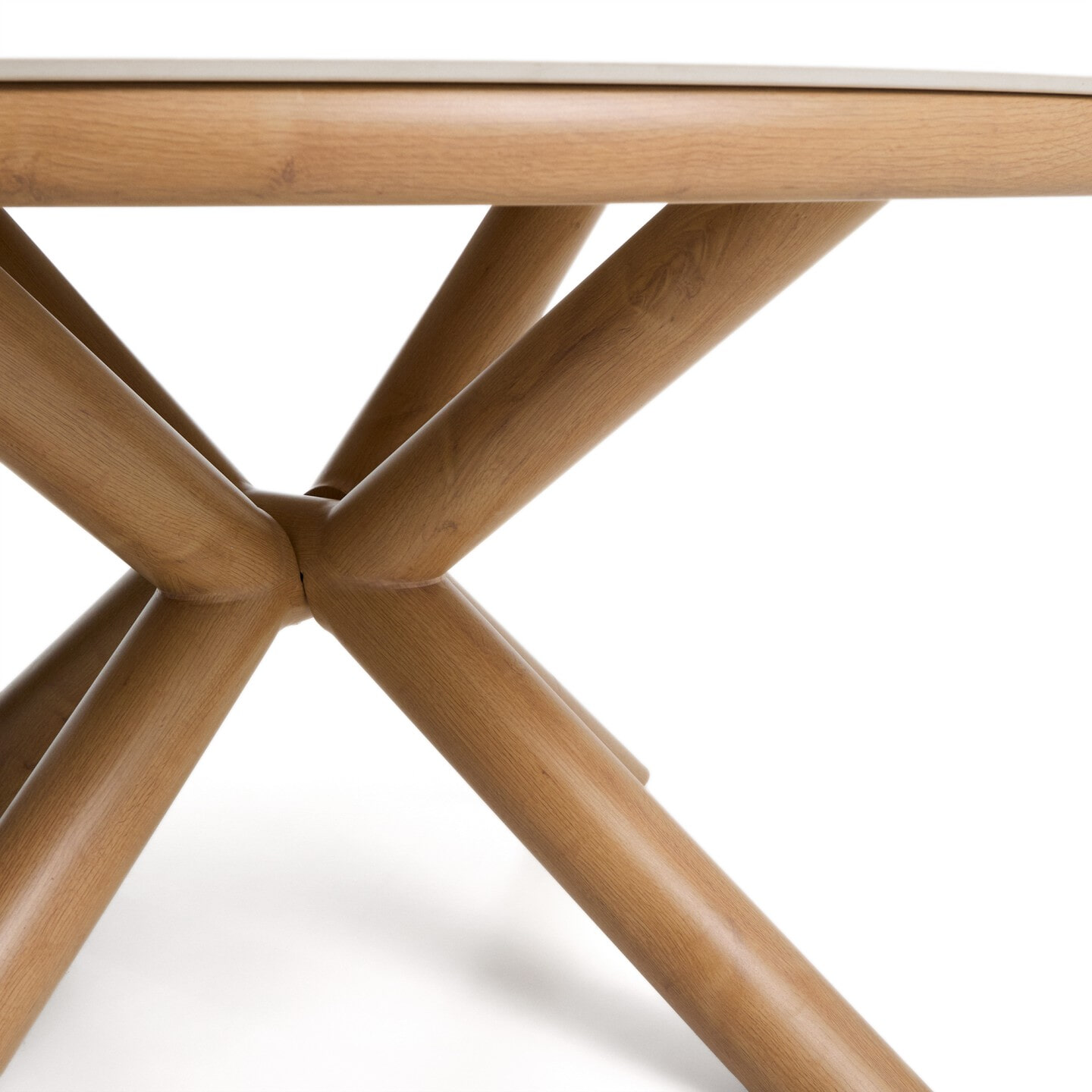 Kave Home Ronde Tuintafel 'Mirtia' Gesinterde steen en houtlook, 148cm