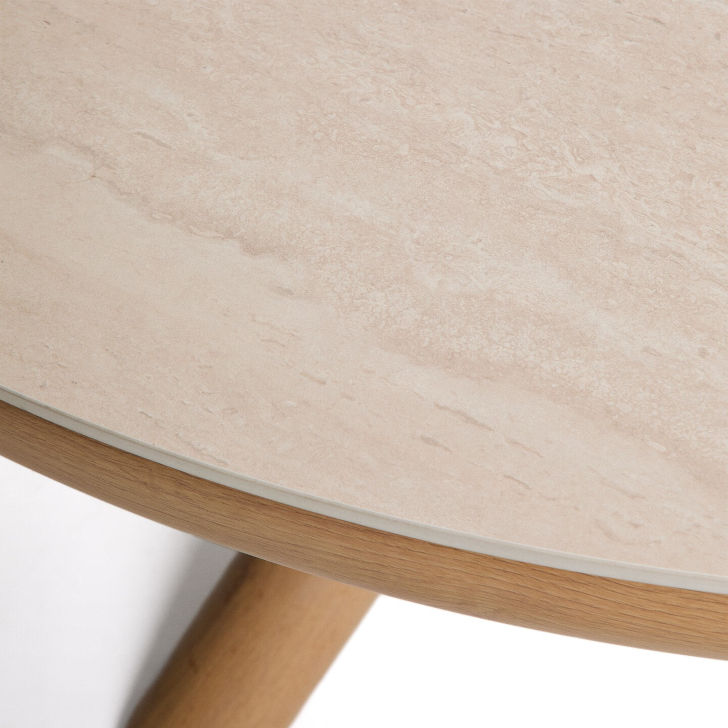 Kave Home Ronde Tuintafel 'Mirtia' Gesinterde steen en houtlook, 148cm