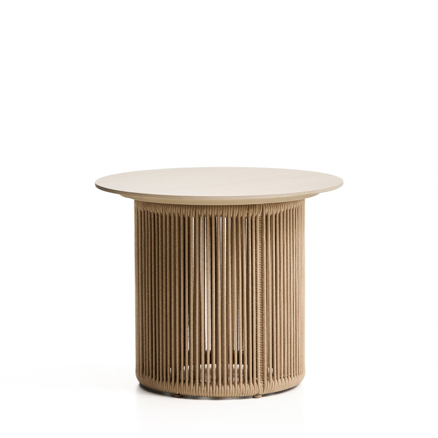 Kave Home Outdoor Bijzettafel 'Orosei' Gesinterde steen en touw, 55cm