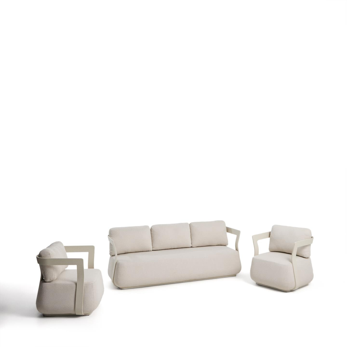 Kave Home Loungeset Tamaris Met 3-zits loungebank en 2 loungestoelen - Ecru