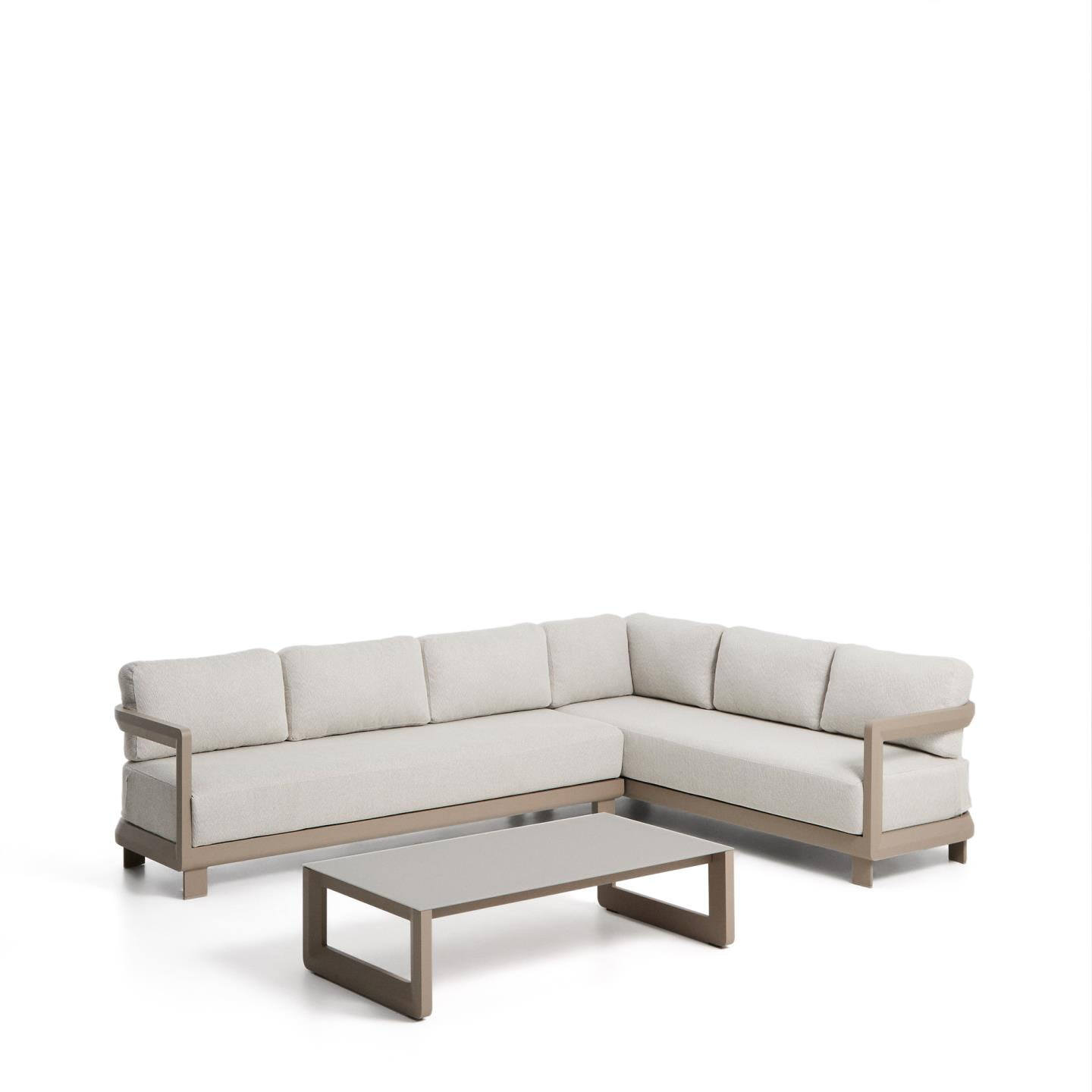 Kave Home Loungeset 'Nerano' Met 5-zits hoekbank en salontafel, kleur Taupe