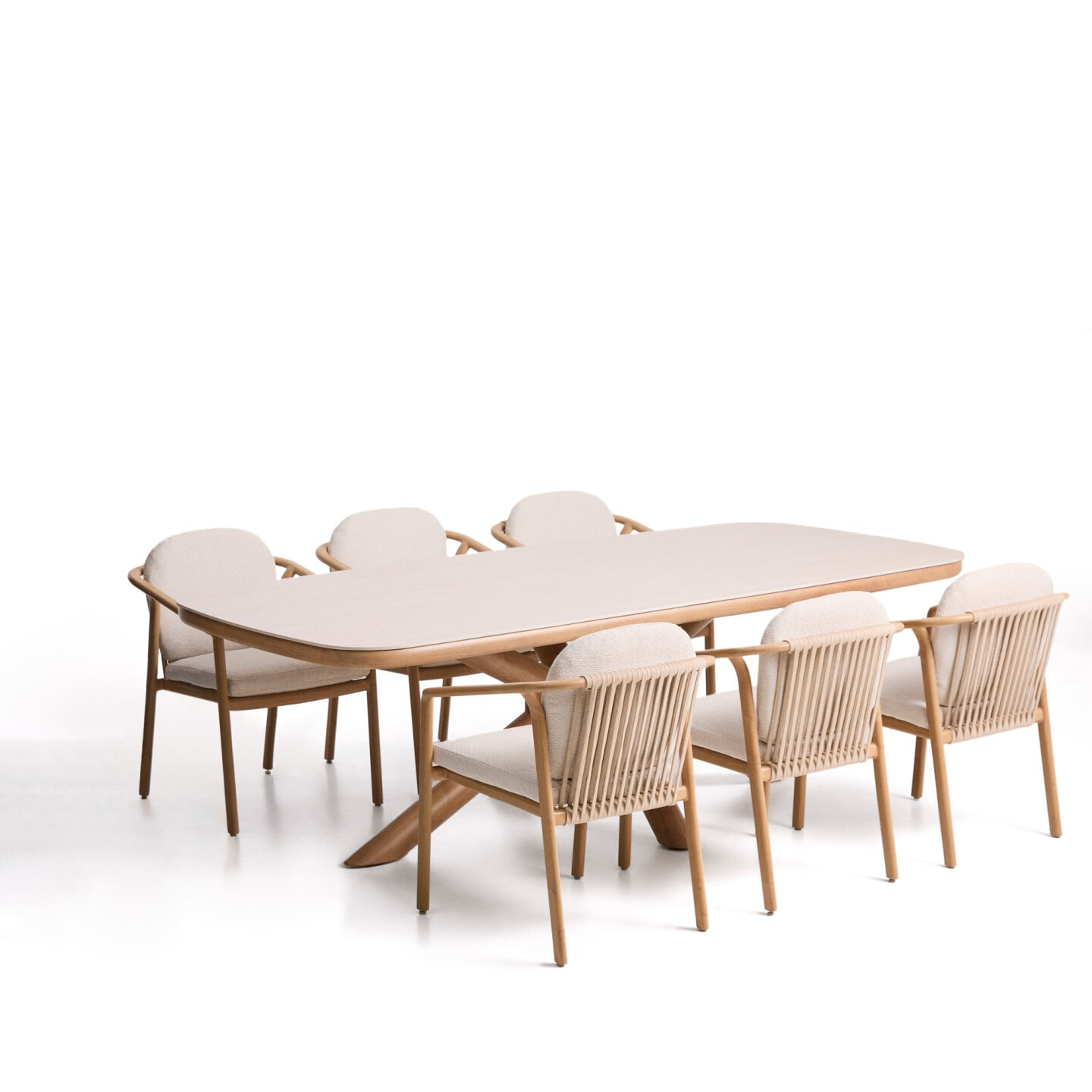 Kave Home Tuinset 'Mirtia' Met Martia tuintafel en 6 Sirte stoelen, 240 x 110cm