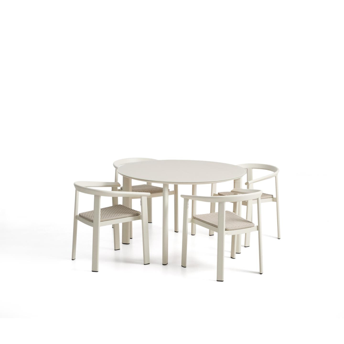 Kave Home Tuinset Erice Met tuintafel en 4 stoelen, 120cm - Ecru