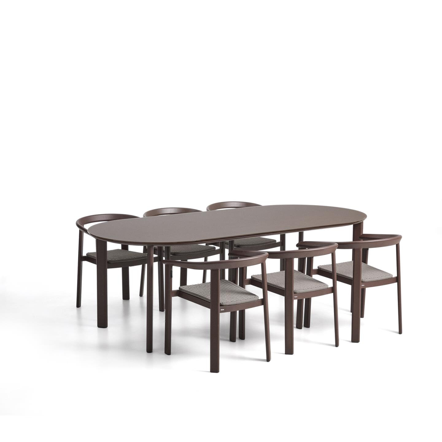 Kave Home Tuinset 'Erice' Met tuintafel en 6 stoelen, 230 x 100cm, kleur Bruin
