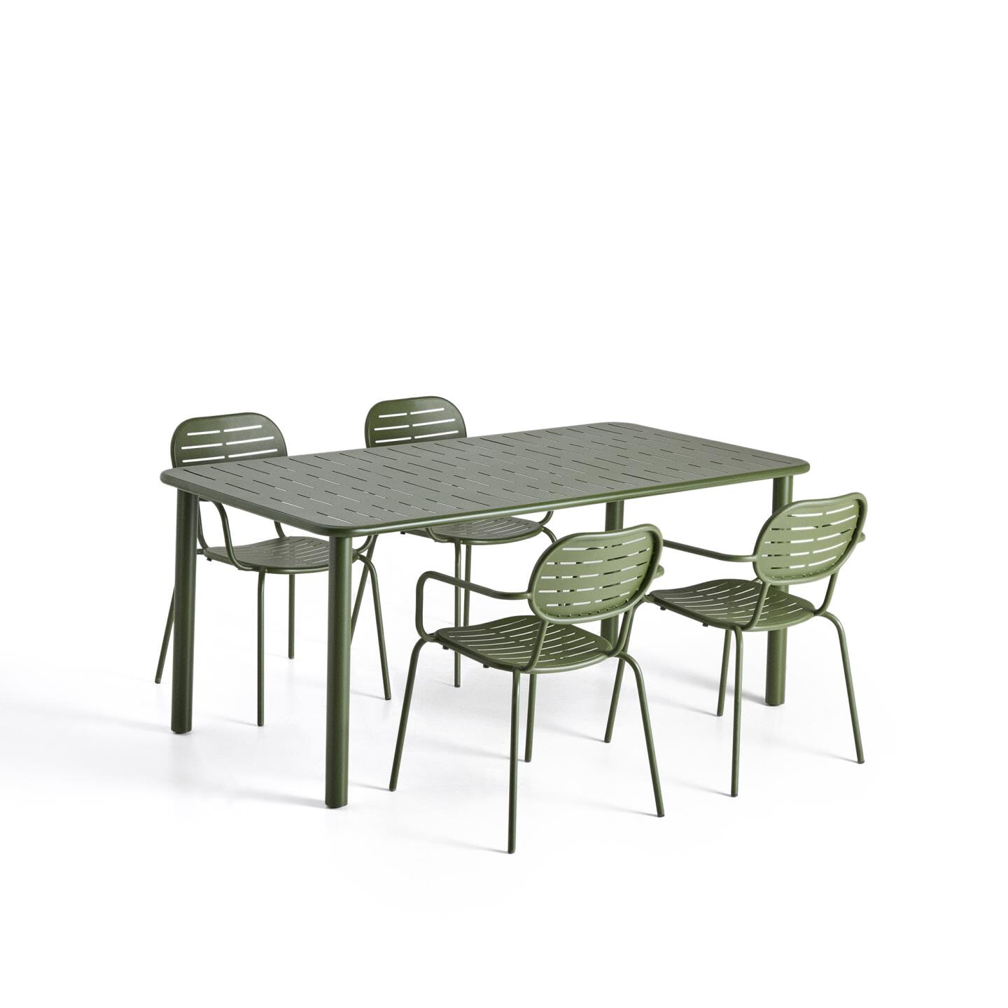 Kave Home Tuinset 'Brai' Met tuintafel en 4 stoelen, 180 x 90cm, kleur Donkergroen