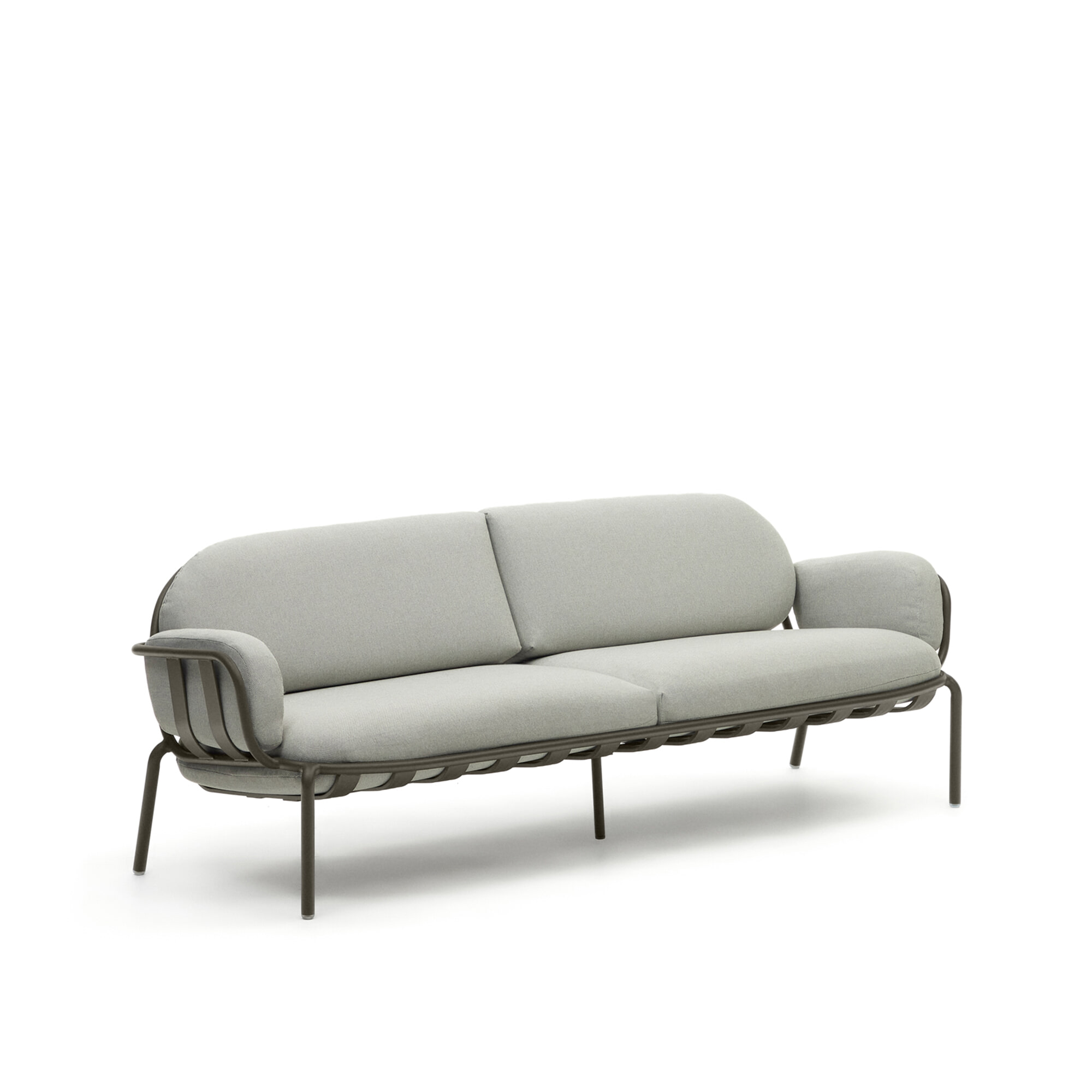 Kave Home 3-zits Tuinbank 'Joncols' 224cm, kleur Grijs/Groen