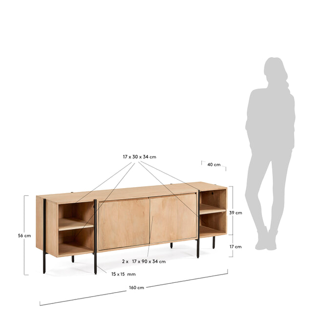 Kave Home TV-meubel 'Palmia' Mangohout, 160cm