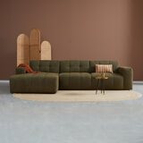 PEPP Interiors Loungebank 'Wave' 305cm, met chaise longue links, kleur Groen