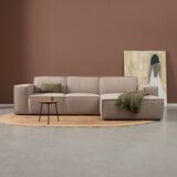 PEPP Interiors Loungebank 'Play' 290cm, met chaise longue rechts, Linnen look, kleur Beige