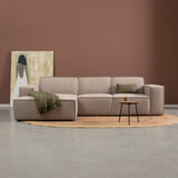 PEPP Interiors Loungebank 'Play' 290cm, met chaise longue links, Linnen look, kleur Beige