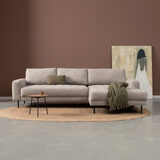 PEPP Interiors Loungebank 'Oreo' 275cm, met chaise longue rechts, Linnen look, kleur Beige