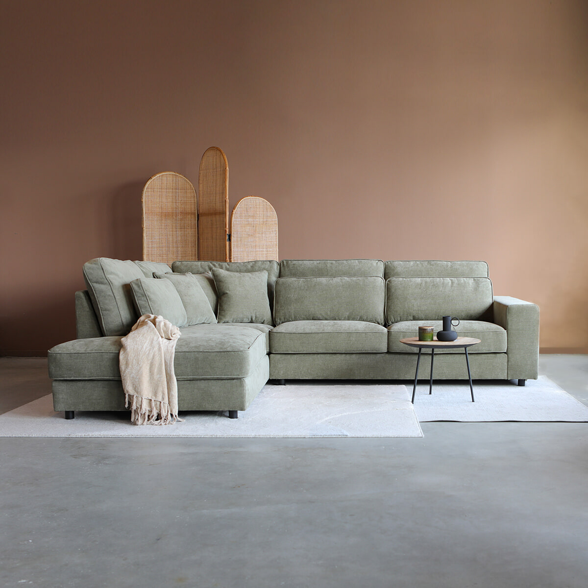 PEPP Interiors Hoekbank 'Richie' 290cm, kleur Groen