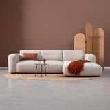 PEPP Interiors Loungebank 'Soul' 280cm, met chaise longue rechts, Chenille, kleur Naturel