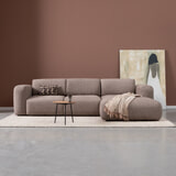 PEPP Interiors Loungebank 'Soul' 280cm, met chaise longue rechts, Chenille, kleur Bruin