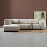 PEPP Interiors Hoekbank 'Soul' 280cm, met ottoman links, Chenille, kleur Naturel