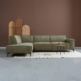 PEPP Interiors Hoekbank 'River' 290cm, met ottoman links, Chenille, kleur Groen
