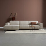 PEPP Interiors Loungebank 'River' 304cm, met chaise longue links, Chenille, kleur Naturel