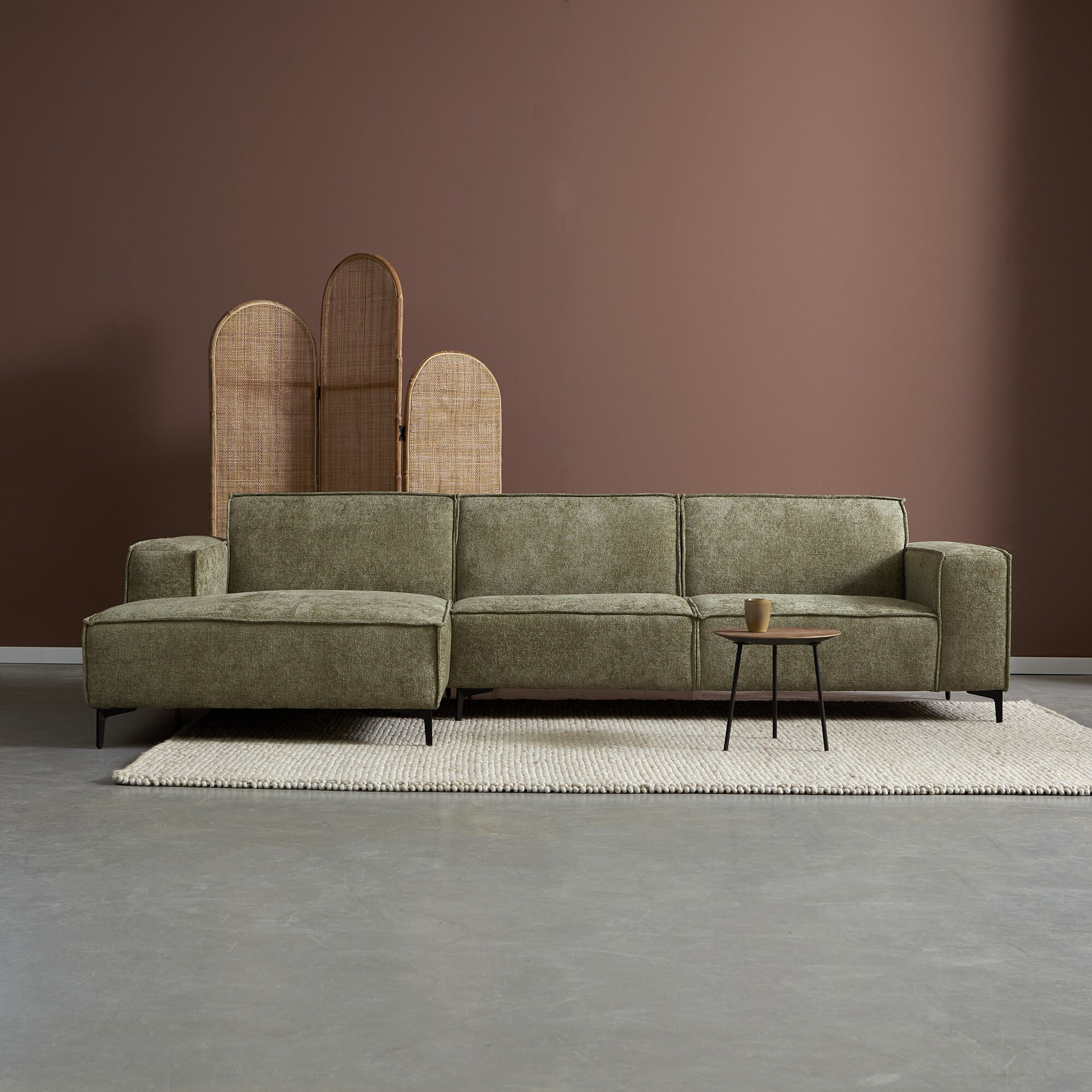 PEPP Interiors Loungebank 'River' 304cm, Chenille, kleur Groen