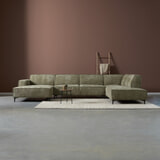 PEPP Interiors Bank 'River' 368cm, U-opstelling links, Chenille, kleur Groen