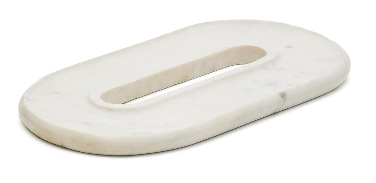 Kave Home Serveerblad Morel Marmer, 45 x 25cm - Wit