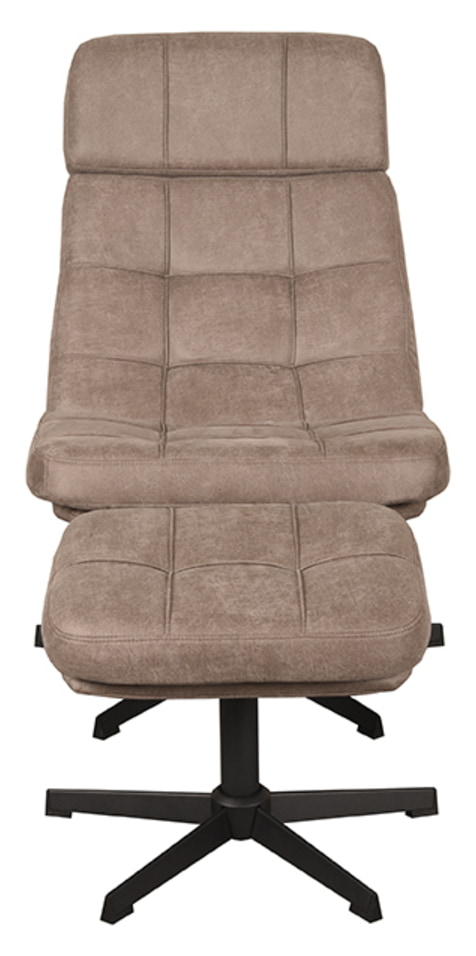 LABEL51 Draaifauteuil 'Alvar' Met hocker, Micro suede, kleur Taupe