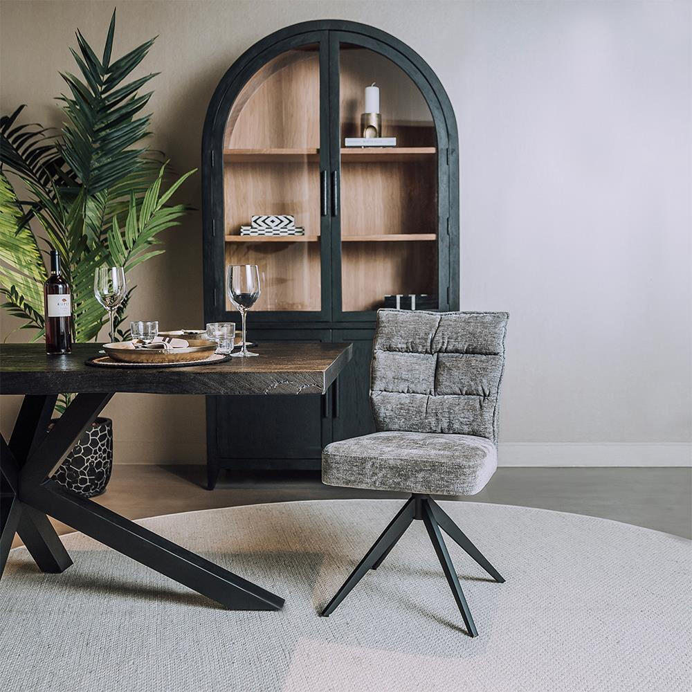 Tower Living Draaibare Eetkamerstoel 'Rosora' Chenille, kleur Grijs