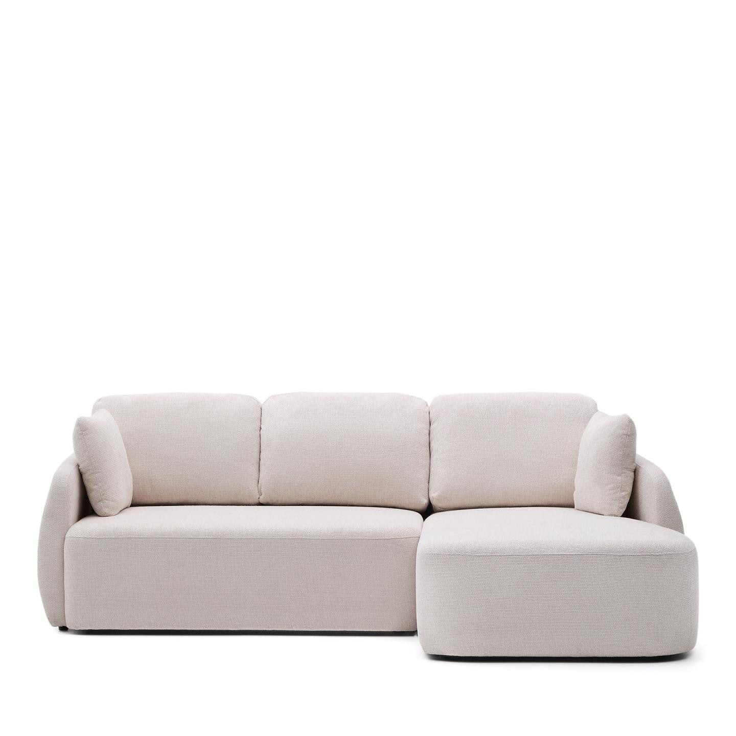 Kave Home 3-zits Lounge Slaapbank 'Laira' Rechts, Chenille, kleur Beige