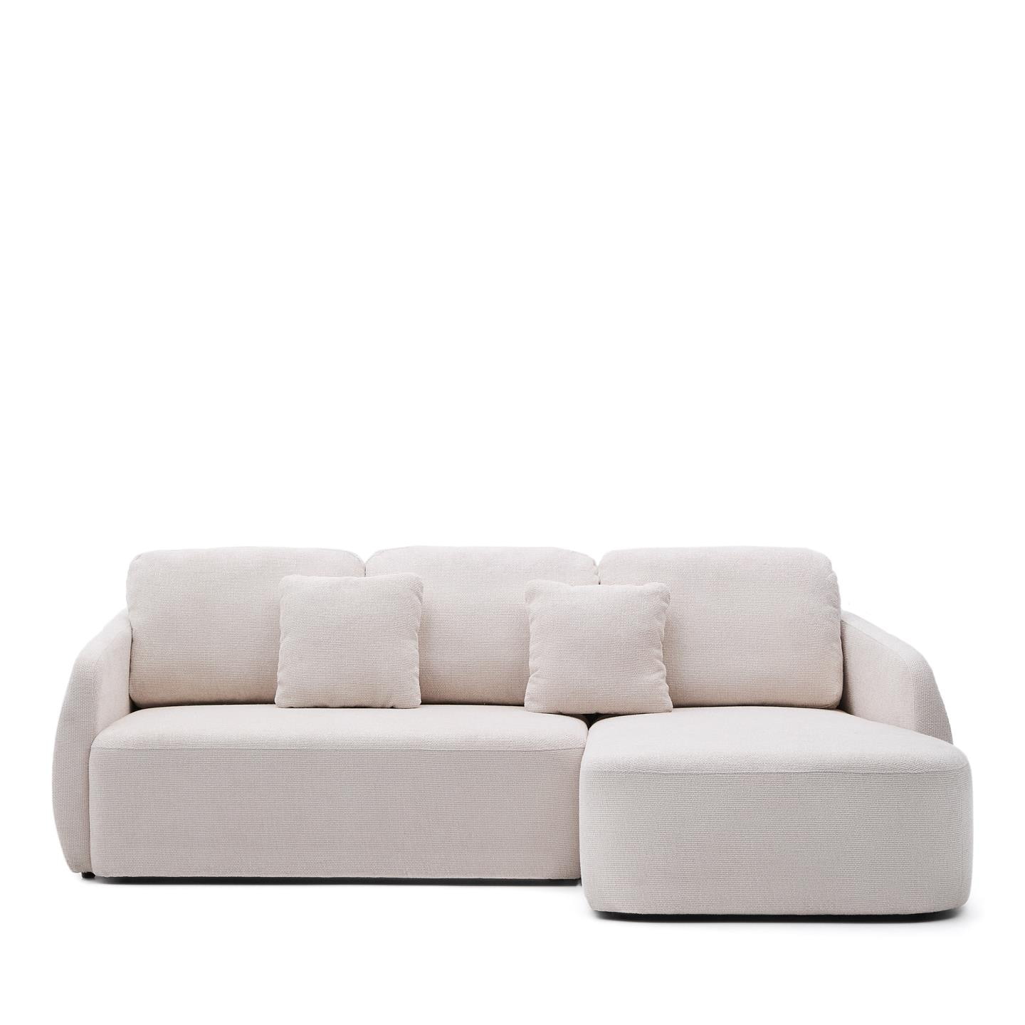 Kave Home 3-zits Lounge Slaapbank 'Laira' Rechts, Chenille, kleur Beige