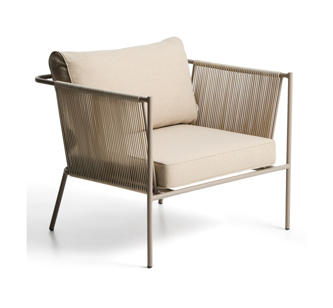 Kave Home Loungestoel 'Zivia' Staal en touw, kleur Ecru/Taupe