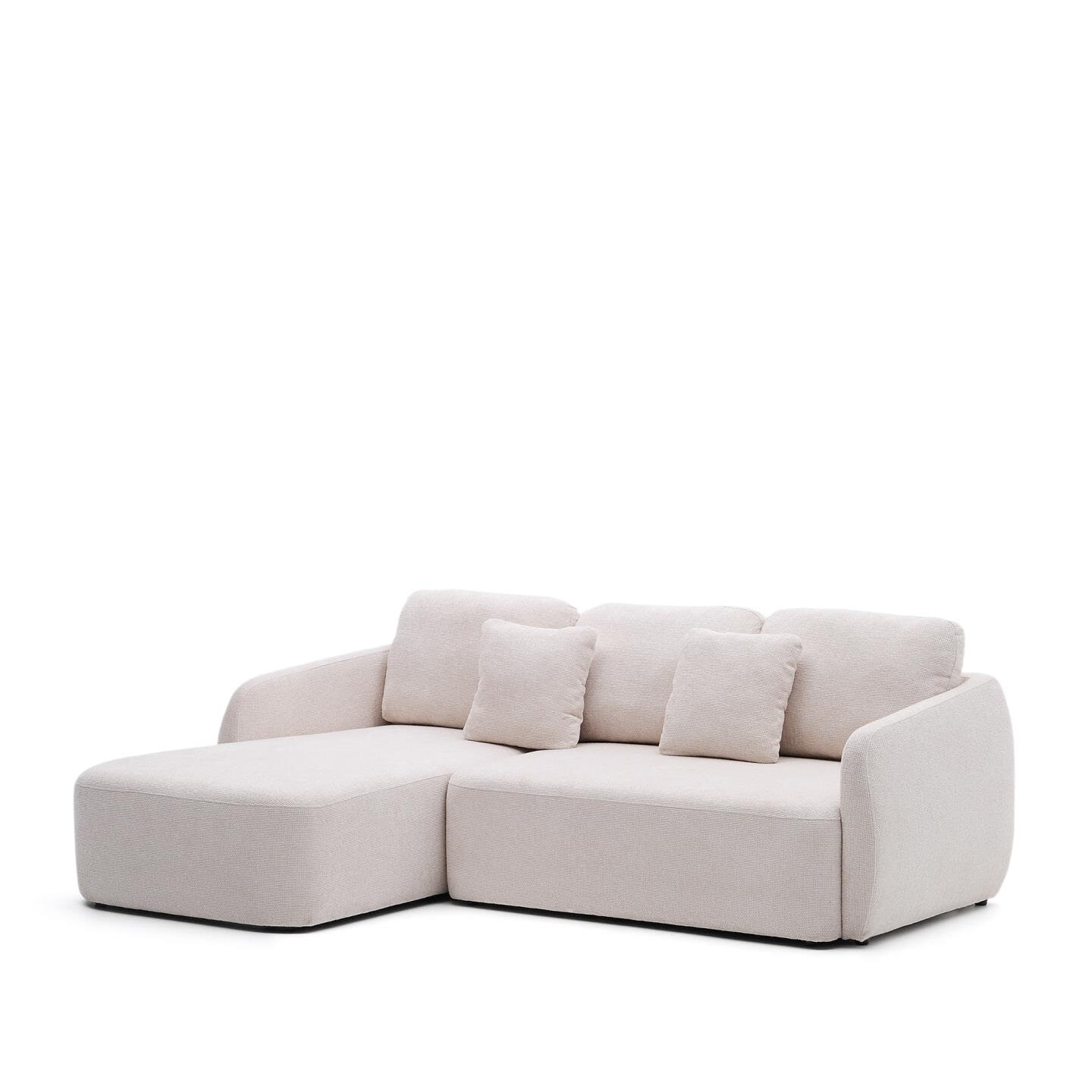 Kave Home 3-zits Lounge Slaapbank 'Laira' Links, Chenille, kleur Beige