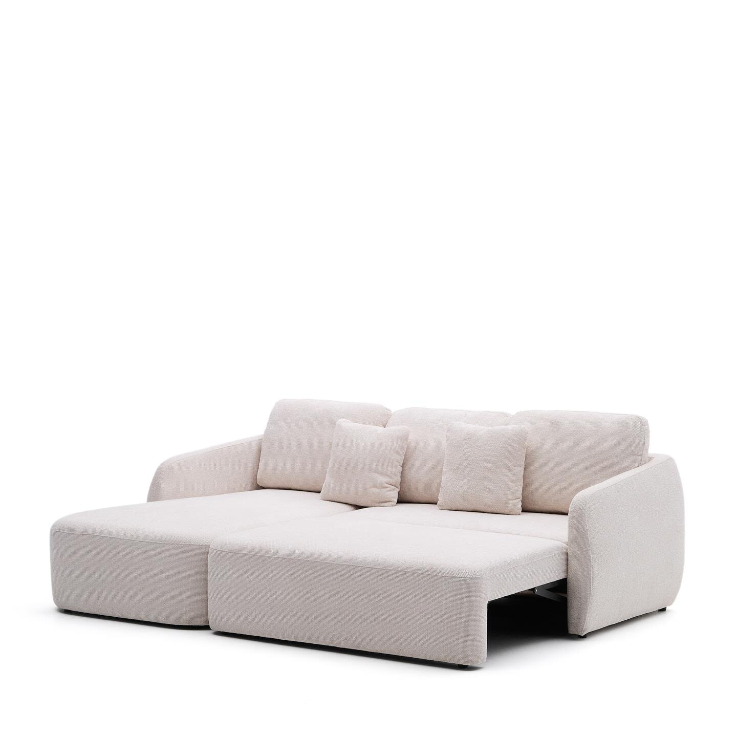 Kave Home 3-zits Lounge Slaapbank 'Laira' Links, Chenille, kleur Beige