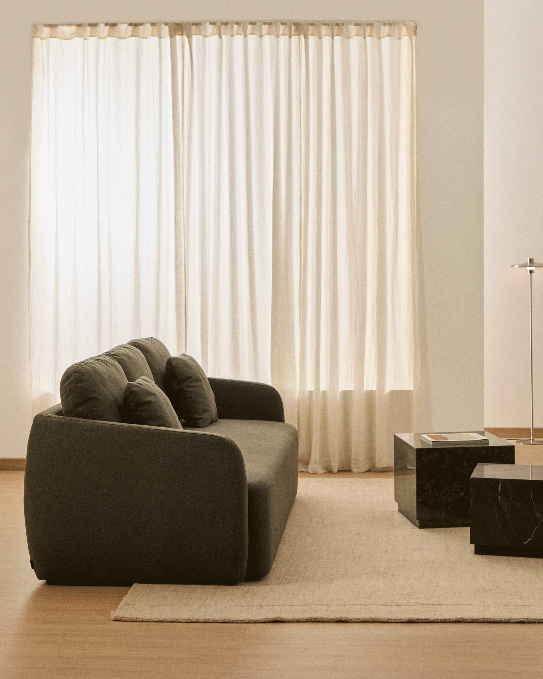 Kave Home 3-zits Slaapbank 'Laira' Chenille, kleur Donkergroen