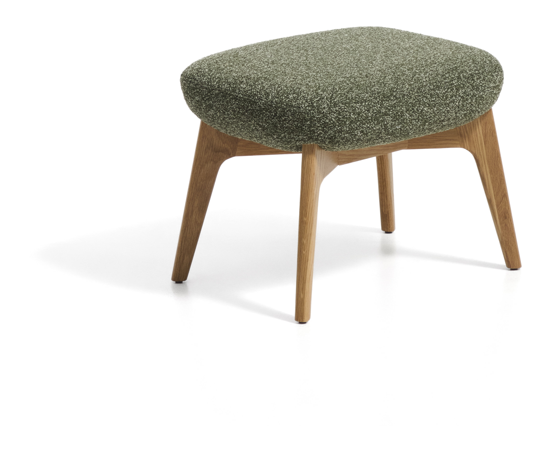 Kave Home Hocker Adiran Chenille & Eikenhout, 50 x 40cm - Groen