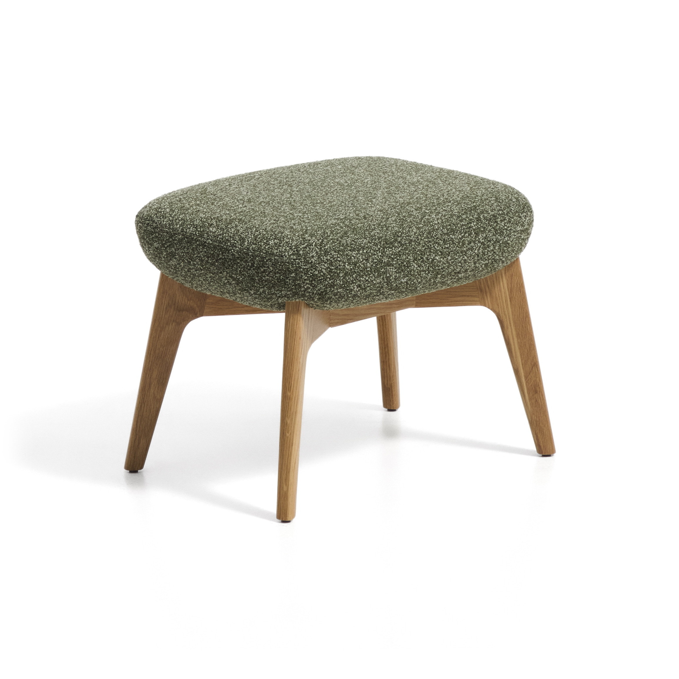 Kave Home Hocker Adiran Chenille & Eikenhout, 50 x 40cm - Groen