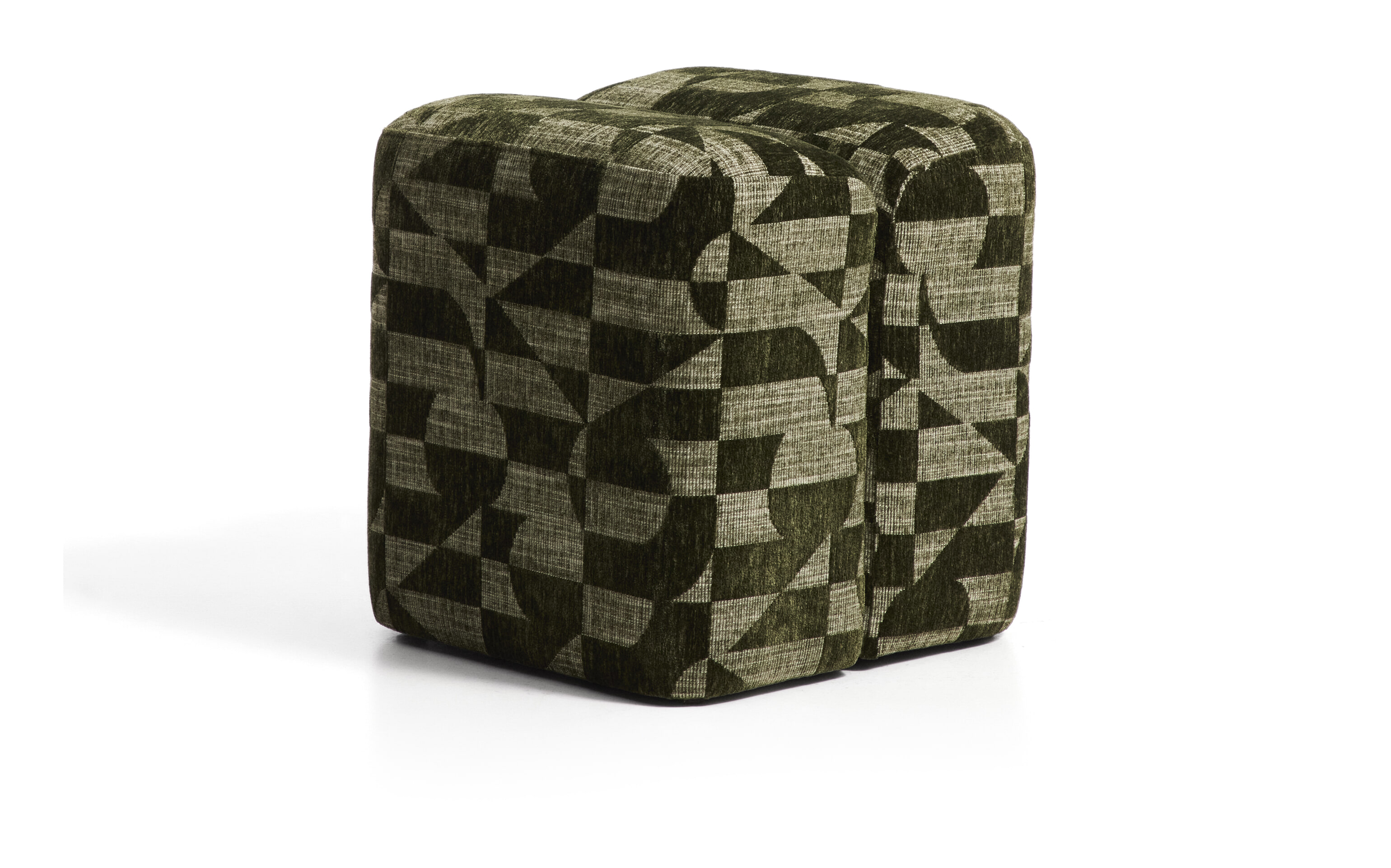 Kave Home Poef Nedilo Chenille, 45 x 45cm - Mosgroen