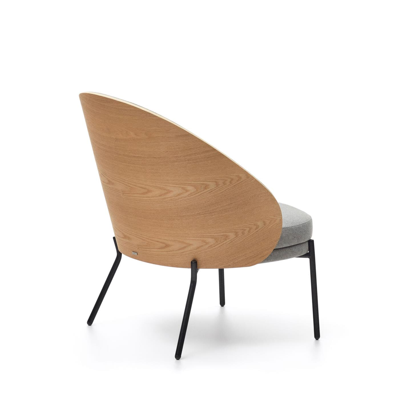 Kave Home Fauteuil 'Eamy' Essenhout, kleur Lichtgrijs/Naturel
