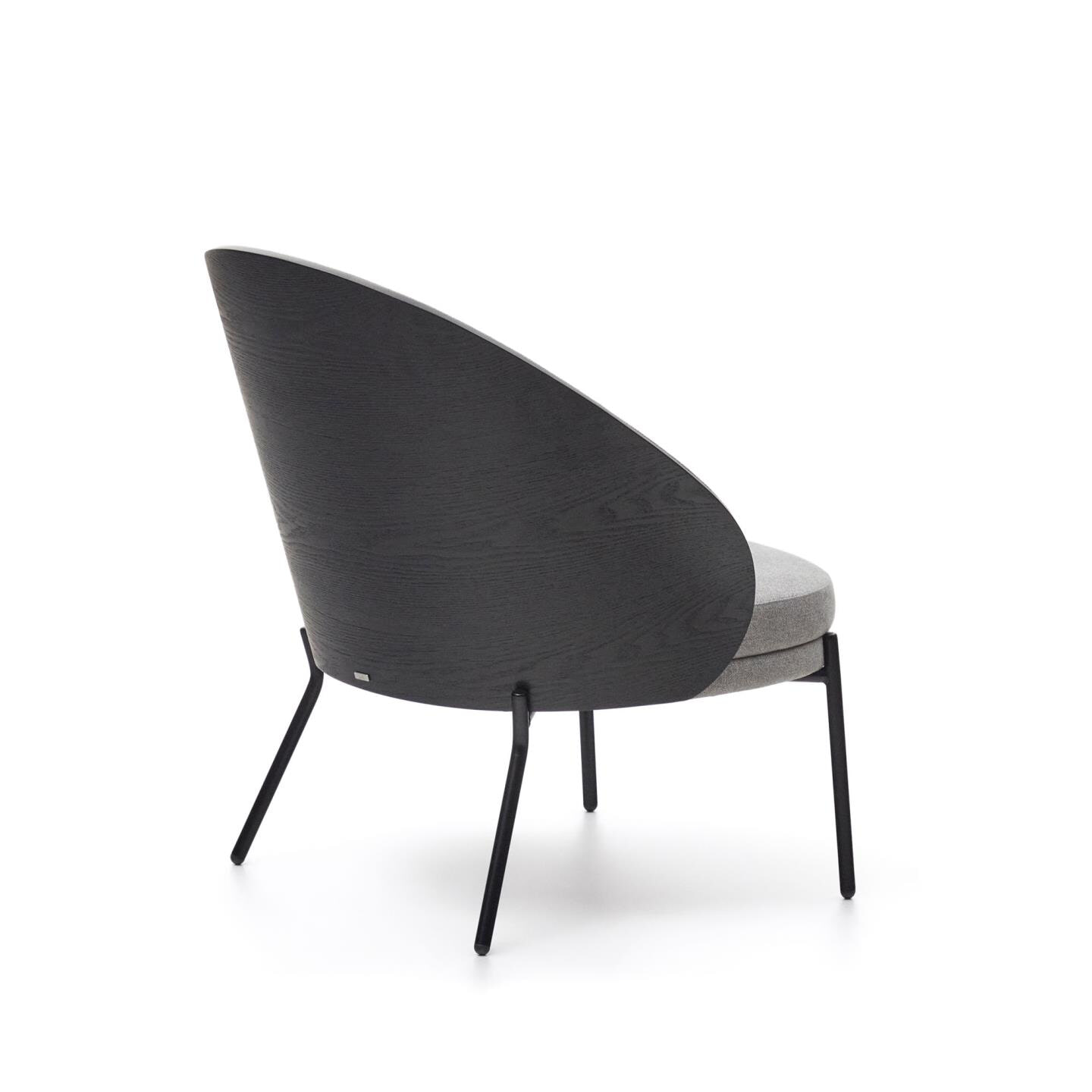 Kave Home Fauteuil 'Eamy' Essenhout, kleur Lichtgrijs/Zwart