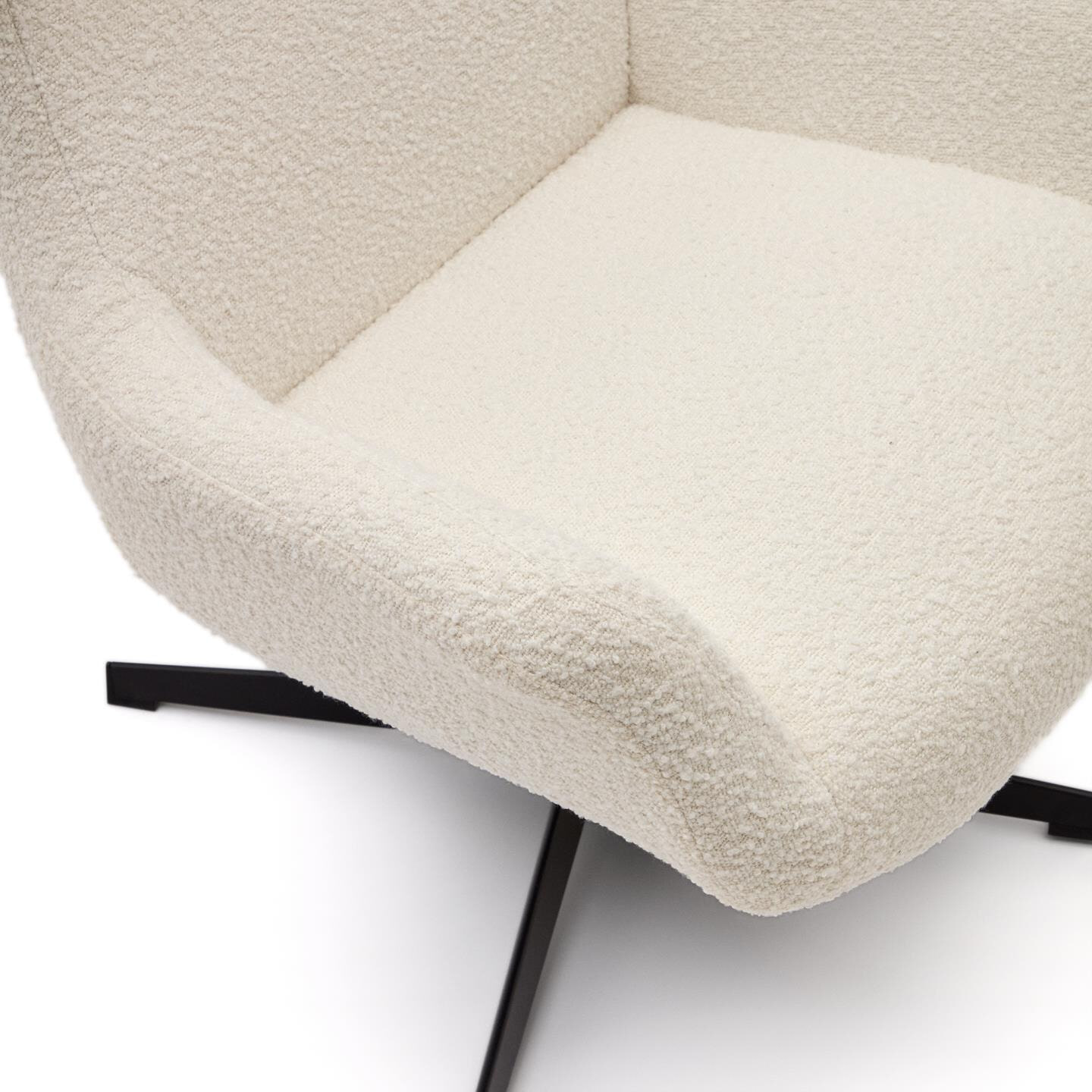Kave Home Draaibare Fauteuil 'Zalina' Bouclé, kleur Wit