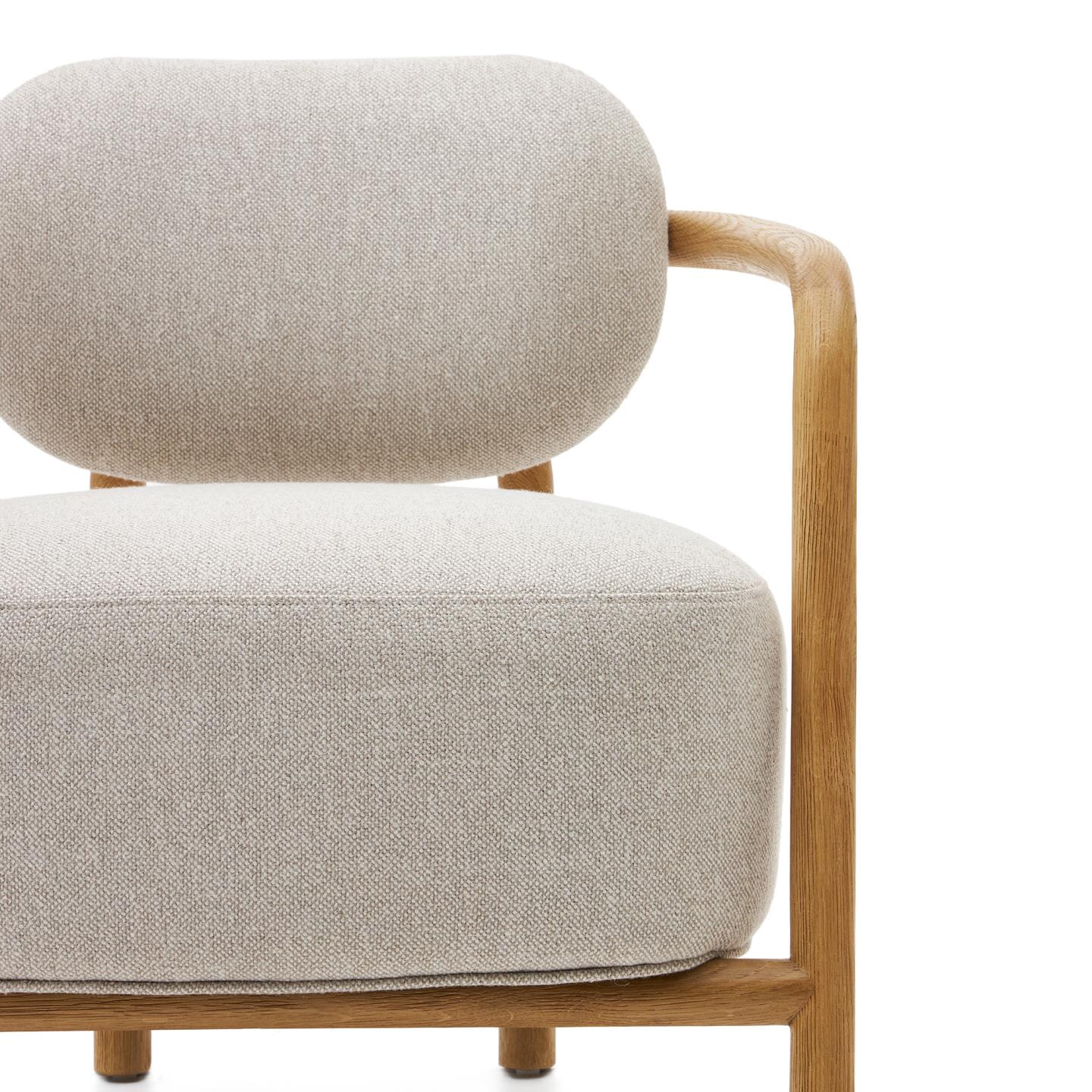 Kave Home Fauteuil 'Melqui' Eikenhout, kleur Beige