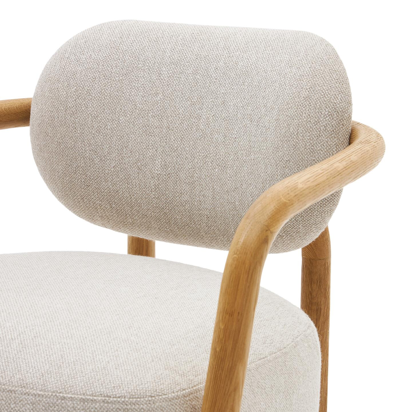 Kave Home Fauteuil 'Melqui' Eikenhout, kleur Beige