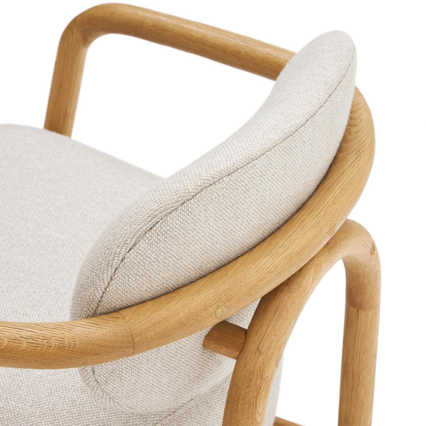 Kave Home Fauteuil 'Melqui' Eikenhout, kleur Beige